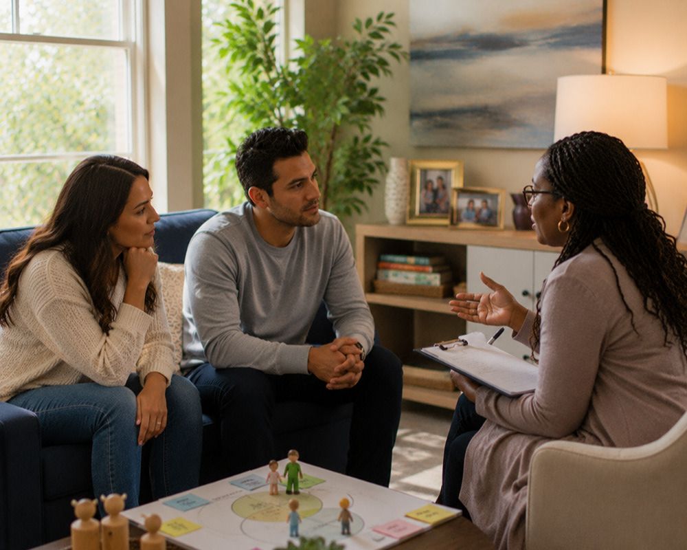 Blended family counseling in Rockwall Texas helping couples navigate stepfamily and co-parenting challenges.