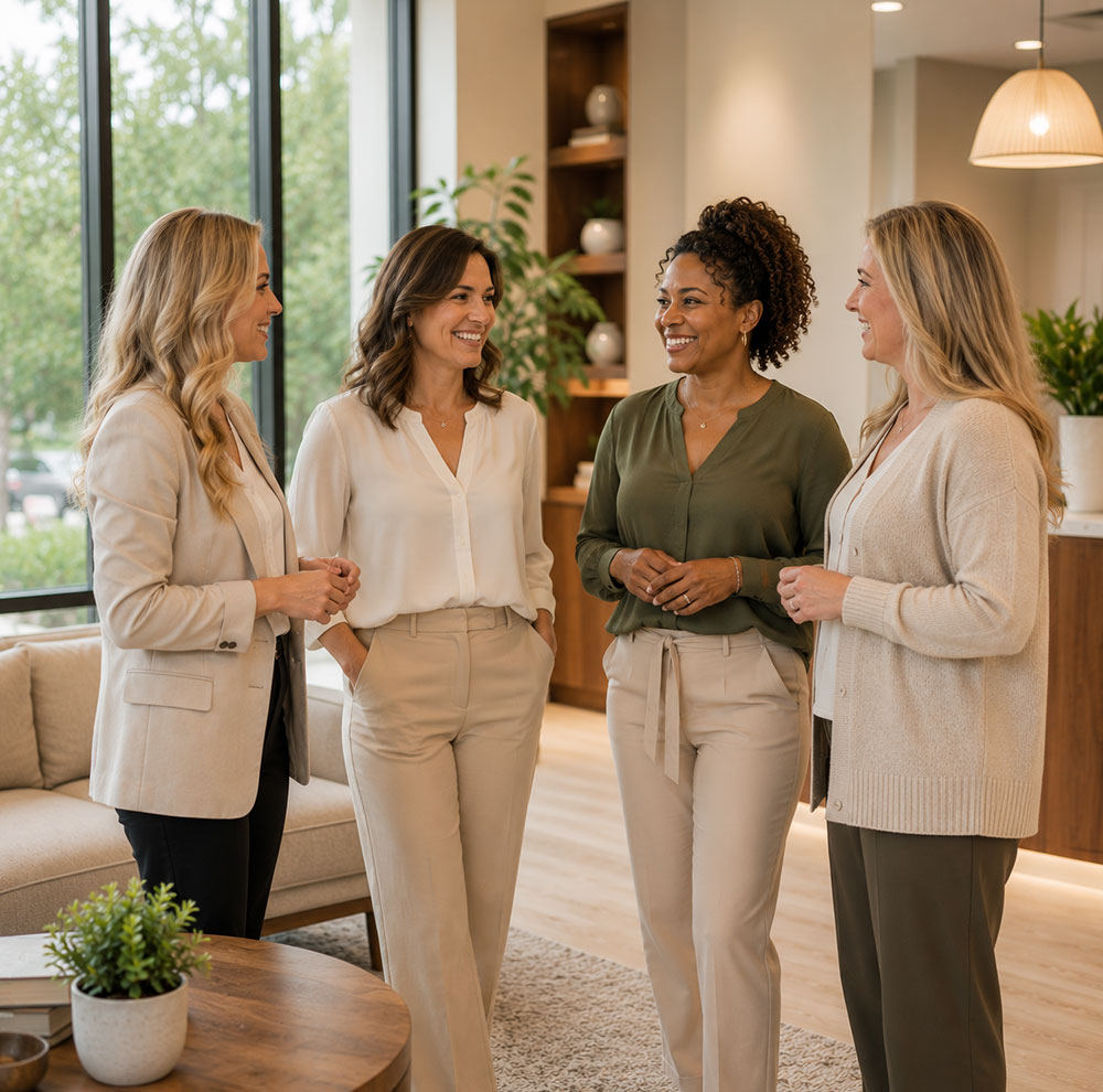 counseling-team-rockwall-tx.webp-1-Resized Professional counseling team welcoming clients at a modern mental health practice in Rockwall TX