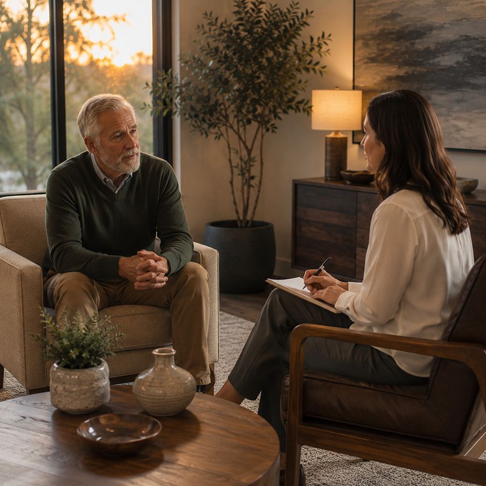 Compassionate grief counseling session for a man in Rockwall TX