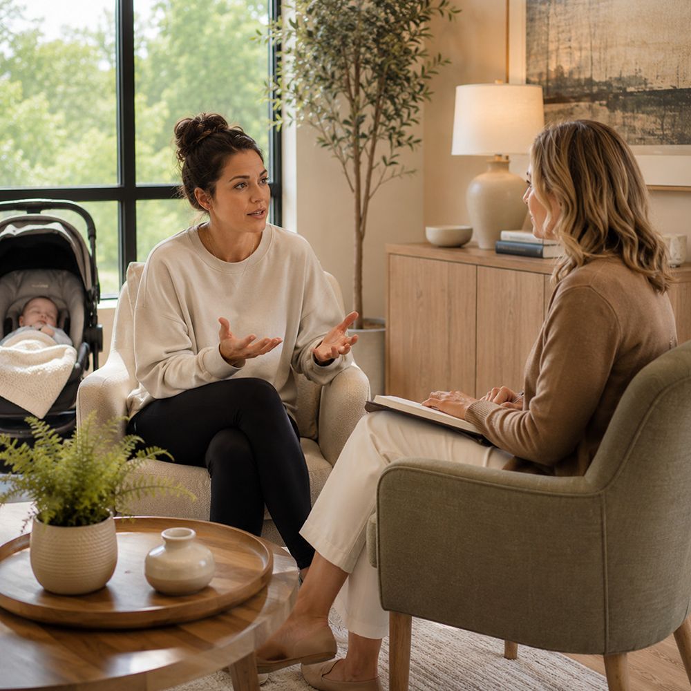 New mother receiving emotional counseling support in Rockwall TX