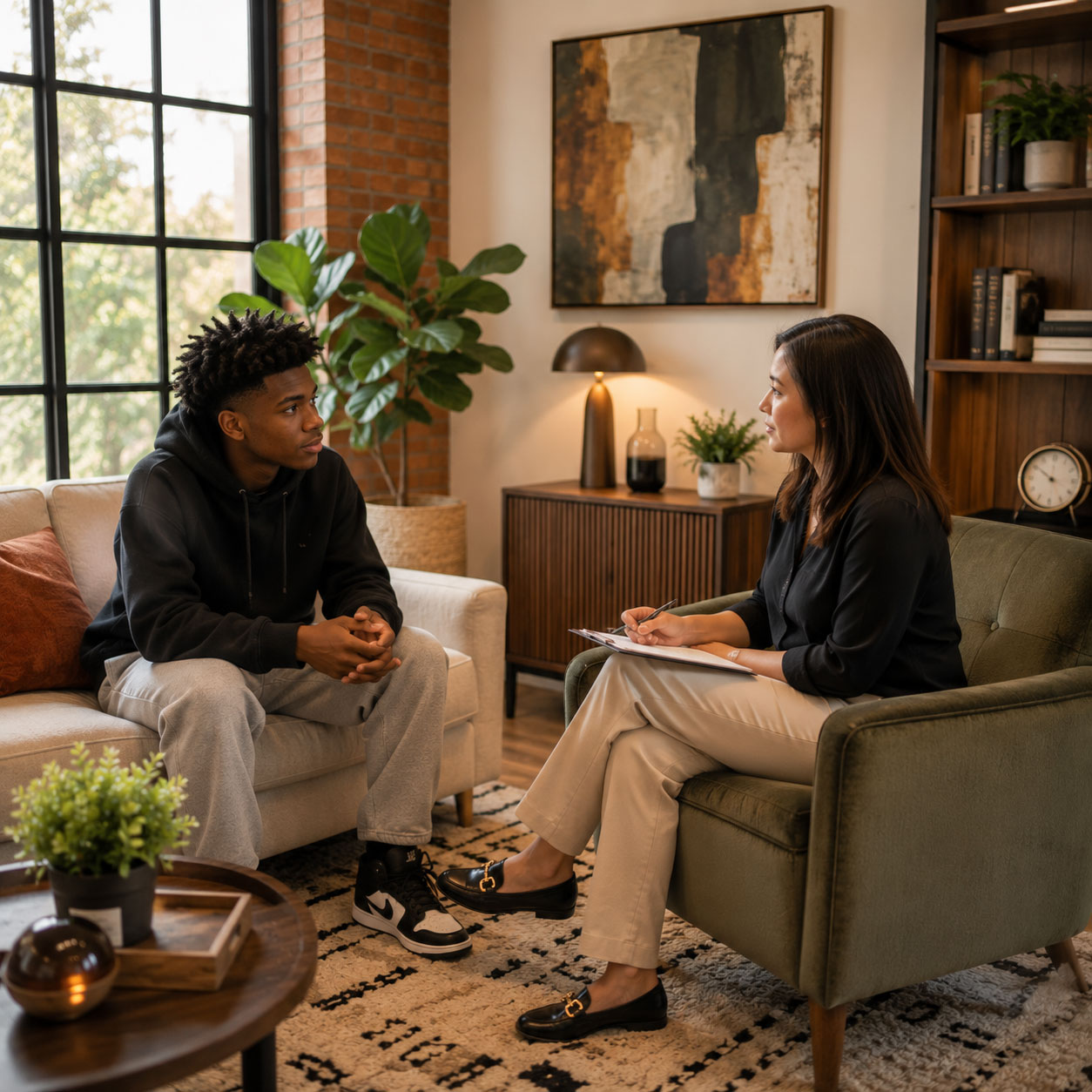 Teen receiving anxiety counseling from a licensed therapist in Rockwall TX