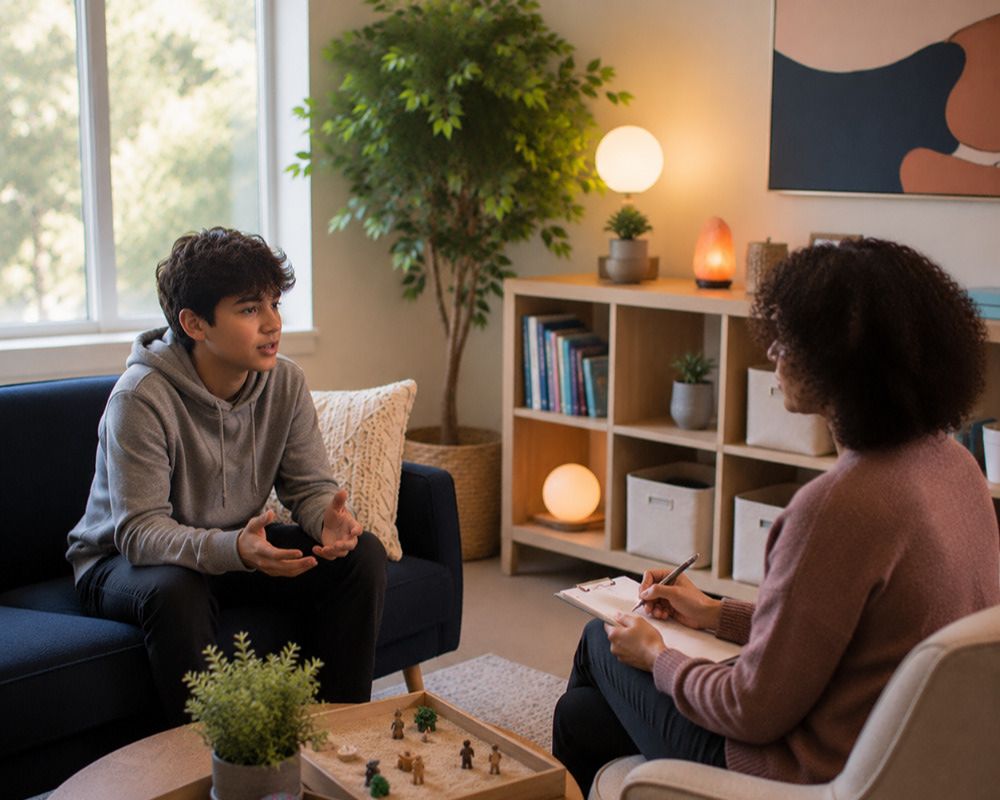 Teen anxiety therapy in Rockwall Texas helping adolescents manage academic pressure and social stress.