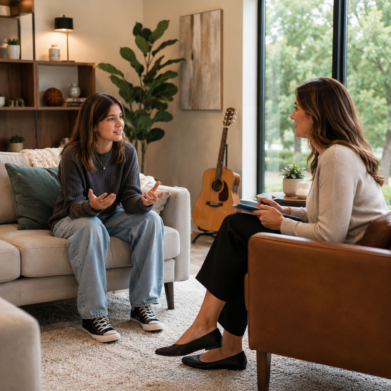 Licensed teen counselor providing compassionate teen counseling during a therapy session in Rockwall TX