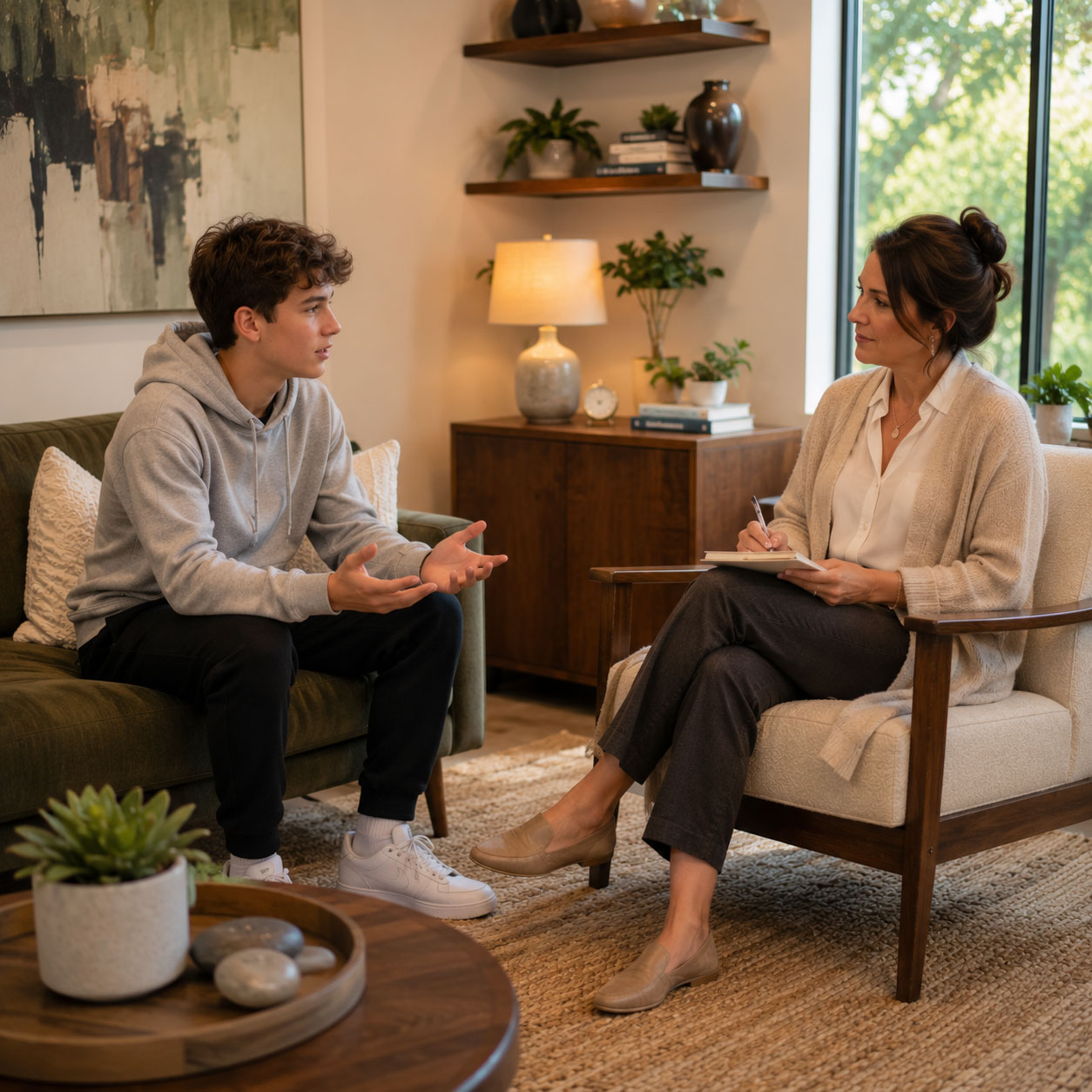 Licensed teen counselor concluding a successful counseling session in Rockwall TX
