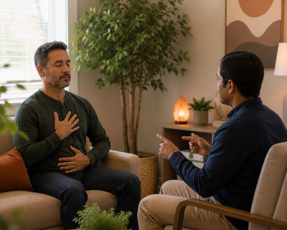 Trauma-informed therapy in Rockwall Texas helping clients regulate the nervous system and reduce hypervigilance.