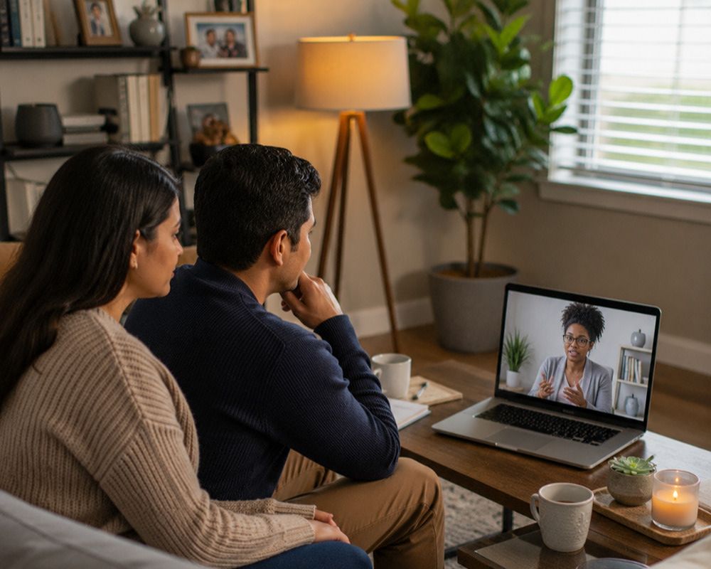 Virtual couples counseling across Texas providing secure telehealth marriage therapy and relationship support.