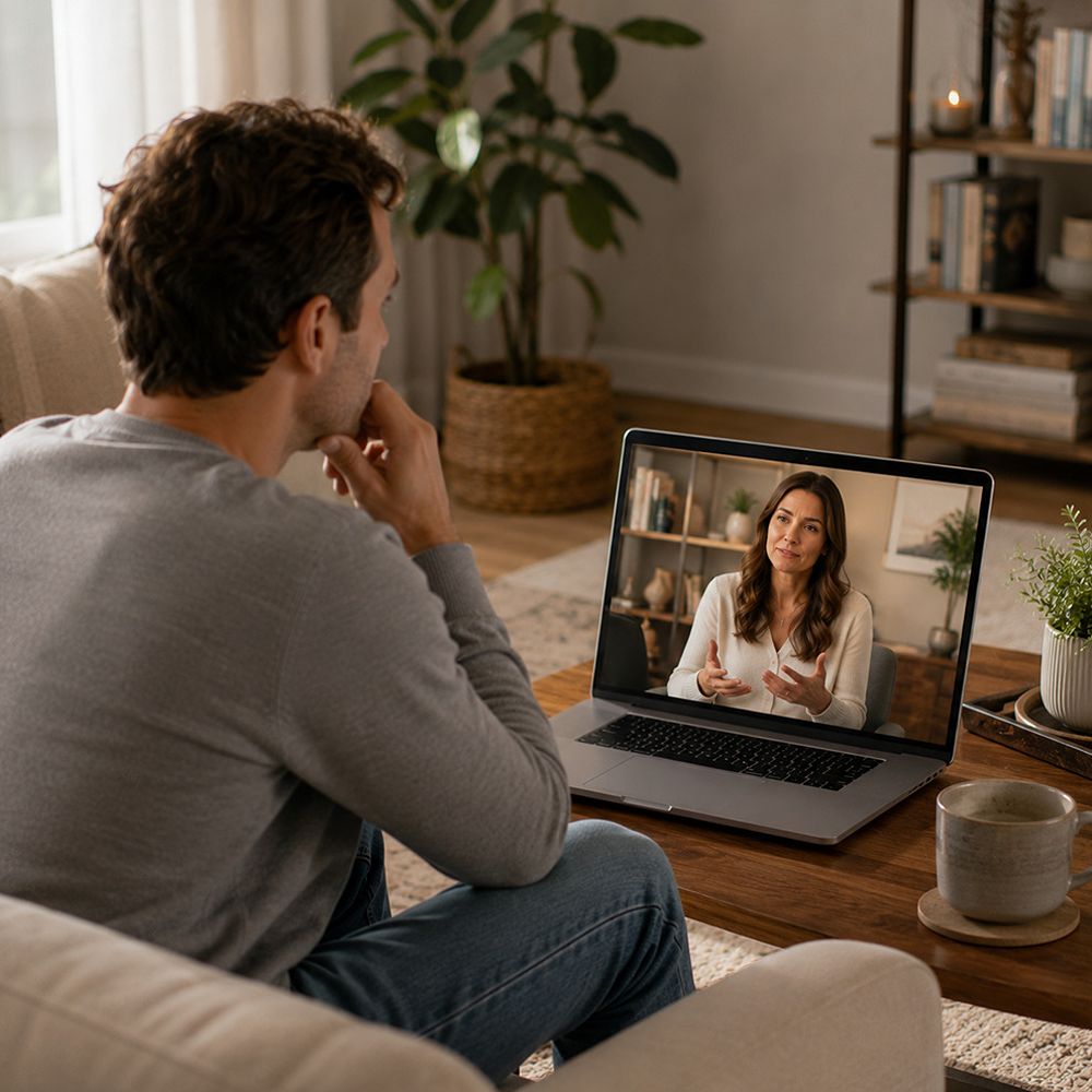 Virtual grief therapy session with a licensed therapist serving Rockwall TX