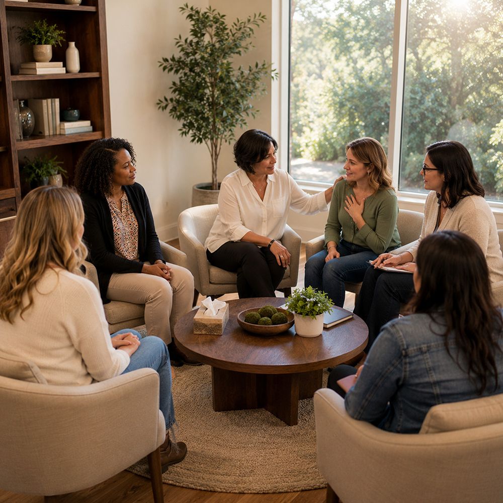 womens-group-therapy-rockwall-tx.webp 3 Women's group therapy session led by a licensed counselor in Rockwall TX