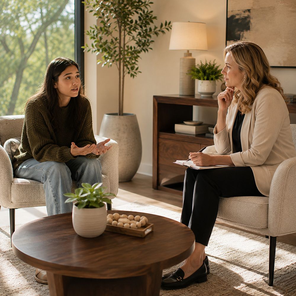 Young adult receiving grief counseling in Rockwall TX