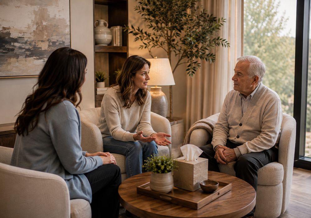 Grief support counseling session with a caregiver in Dallas TX