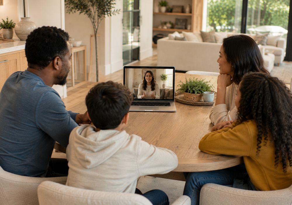 Virtual family therapy session in Dallas TX